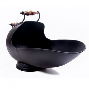 Scuttle de houille de charbon authentique classique avec couvercle porte-bûches en bois en métal nettoyage ménager - Product Image 6