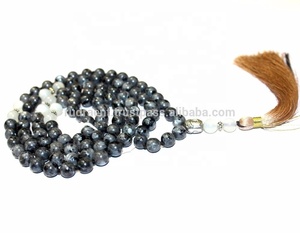 ขายส่งLarvikiteโยคะMala Unisex HandcraftedผูกปมMalaสร้อยคออัญมณีธรรมชาติเครื่องประดับStringไนลอน - Product Image 1