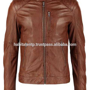 حار بيع اللون البني سترات أنيقة من الجلد للرجال أنيق - Product Image 3
