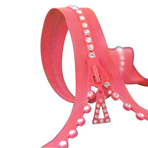 Rollos de cremallera de diamante decorativos cerrados con cierre automático de marca OZL al por mayor, nailon duradero y plástico para Vaqueros, zapatos, ropa y bolsos - Product Image 6