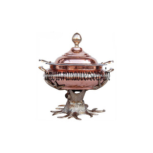 ชุดอุ่นอาหารจานร้อนสำหรับร้านอาหารชุดถาดบุฟเฟต์แบบกลมทำจากทองแดงสำหรับจัดเลี้ยงอาหารงานปาร์ตี้สุดหรู - Product Image 2