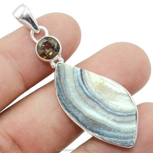 Nouveau dernier pendentif en pierres précieuses brutes et fumées Druzy bijoux faits à la main 925 pendentif en argent Sterling massif cadeau pour son prix ODM OEM - Product Image 1