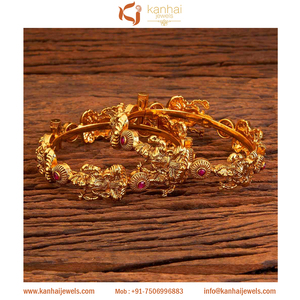 Openable Temple <b>Bangles</b> With Gold Plating 18301 Ruby - Product Image 1