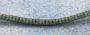 Bandeau de tête de cheval élégant à trois rangées de cristaux gris aqua avec fermeture à bouton-pression décorative - Product Image 3