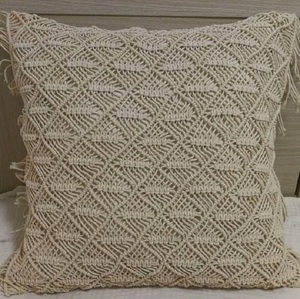 Funda de cojín de punto de algodón cuadrado de macramé hecha a mano, funda de almohada con patrón Vintage para el hogar, hotel, vendedor completo, fabricante - Product Image 3