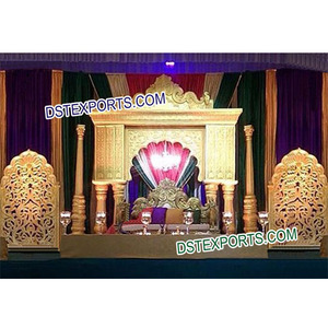 Boda de oro fibra decoraciones de Rajasthani tradicional boda escenario FRP boda Mughal paneles etapa - Product Image 1