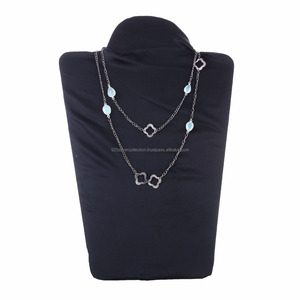 Antique Design <b>925</b> <b>Silver</b> <b>Necklace</b> with Milky Opal Stone Black Rhodium Bezel Charm Boho Style for Anniversaries and Parties - Product Image 1