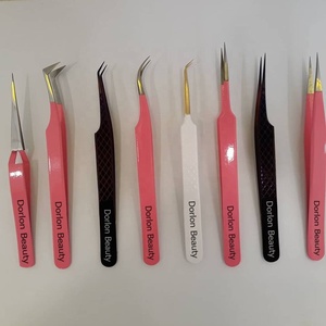 Pince à épiler professionnelle pour extensions de cils, personnalisable avec logo, rose, noir, blanc, pour isolation et volume - Product Image 1