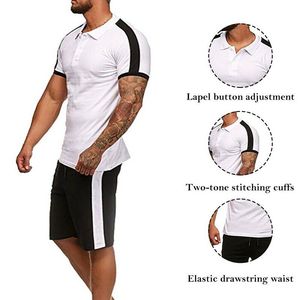 T-shirt de Sport pour hommes, vêtements d'été décontractés, ensemble t-shirt + Short, survêtement, Logo personnalisable, bretelles, chemise latérale, - Product Image 5