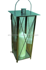 Linterna de vela de cristal de Metal con mango de madera con mango para jardín y Hotel decoración de boda farolillos de vela colgante decorativo - Product Image 5