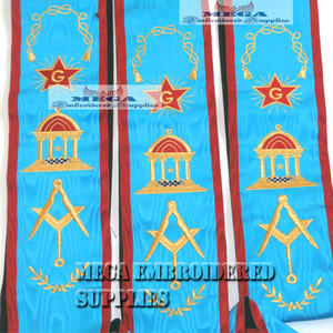 Écharpe de Grand Maître du Rite Français, Régalia maçonnique, Broderie artisanale, Point de croix et broderie, Ruban, Velours, Cuir - Product Image 3