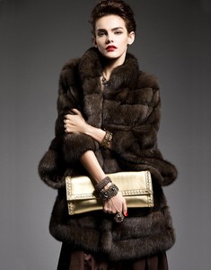 Abrigo de Piel de Sable Genuino, Nuevo Diseño para Mujer, Prenda VRS0031, Talla Valeriano Romano, 1 kg, Hecho en Turquía - Product Image 3