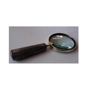 Mango de madera en acabado antiguo 4.0X Lupa con accesorio de latón en acabado de níquel 24x10cm Regalo para hombres - Product Image 5