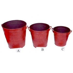 Juego de 3 macetas para la decoración de Jardines del hogar, diseño de hierro galvanizado, maceta de flores recubierta de polvo, artículo de uso - Product Image 1