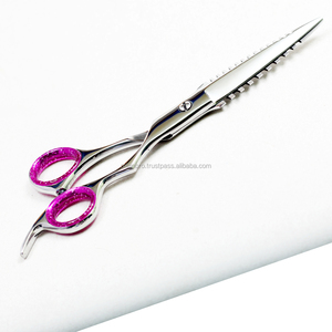 Ciseaux de barbier professionnels en acier inoxydable, lame de rasoir, ciseaux à effiler, pour droitiers, non pliables, logo personnalisé ZS-219 - Product Image 5