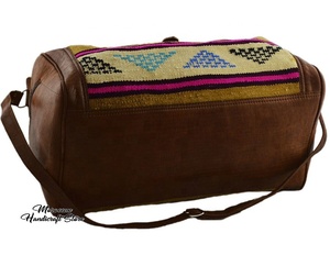Bolsa de Viaje de Fin de Semana Estilo Marroquí Kilim de Cuero Genuino HECHA en MARRUECOS, Modelo 2019 - Product Image 2
