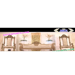 Conjunto de sofás de escenario para boda musulmana asiática, elegante sofá de madera tallada, fabricante de muebles - Product Image 1