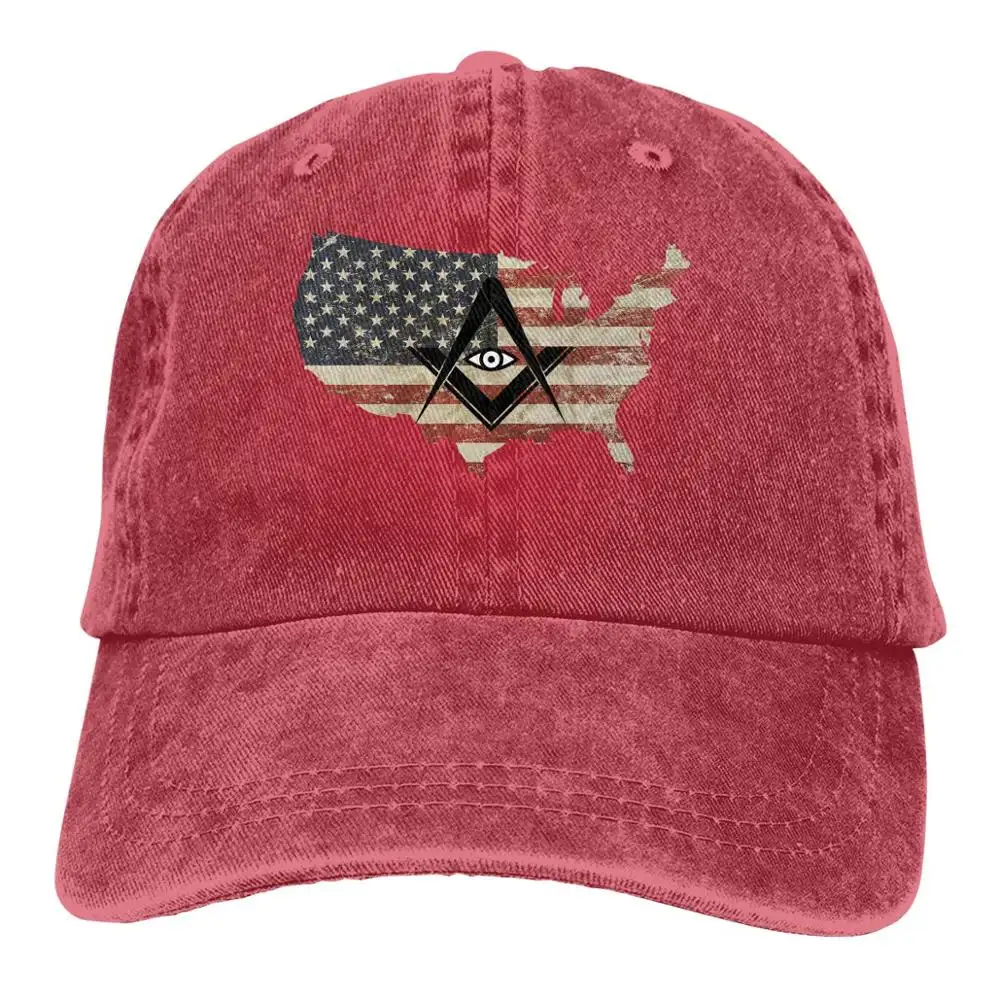 Pure Color Peaked Caps Freemason Logo Square and Compass Baseball Hat FREEMASON NAVY BLUE EMBROIDERED ADJUSTABLE Masonic Caps
