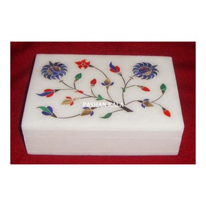 Most Attractive High Class Quality White Marble Rectangular Shape Inlay Jewelry <b>Box</b> for Multipurpose Usage Marble Inlay <b>Box</b> - Product Image 1