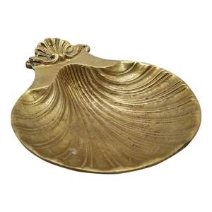 Plat à savon rond avec un côté au design classique unique, couleur dorée simple, pour la salle de bain - Product Image 1