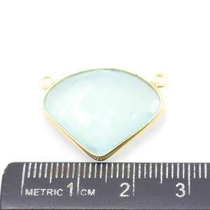 Aqua Calcédoine Triangle Forme 925 Starling Argent Plaqué Or Pendentif Fabrication de Bijoux Faits à la Main - Product Image 2