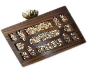 Patrón de madera metal indio embrague bolsas de resina acrílica Lucite bolso de embrague - Product Image 2