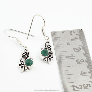 Nouvelle tendance dernière 925 argent Sterling vert Onyx boucle d'oreille à la main à la main 925 cristal argent Vintage boucles d'oreilles en argent OEM ODM - Product Image 1