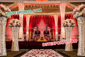 Mandap de Fibra con Pilar Tallado en Forma de Colmillo de Elefante, Nuevo Estilo de Mandap para Bodas Indias, Oferta de Año Nuevo 2026, Decoración para Eventos en EE. UU. - Product Image 2