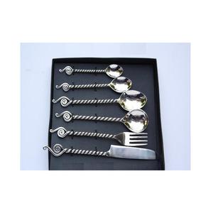 Juego de Cubiertos de Acero Hechos a Mano con Acabado Pulido Espejo y Mango Trenzado - Product Image 4