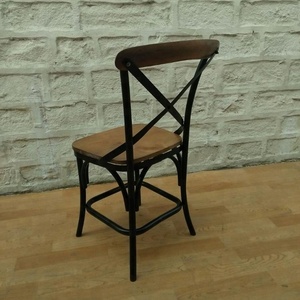 Chaise de Restaurant industrielle en métal, avec siège et dossier en bois, style européen - Product Image 4