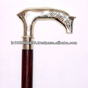 Antique Handmade Wooden Walking <b>Sticks</b> with Brass Metal Animal Handle // Wooden Walking Canes with Brass Metal Animal Handle - Product Image 2