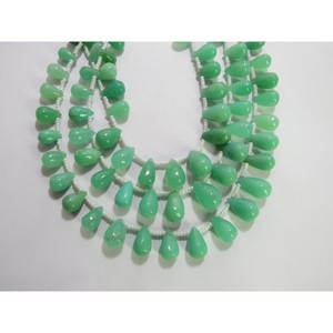 Cuentas de piedras preciosas lisas con forma de lágrima de crisoprasa Natural, cuentas para hacer joyas verdes de calidad increíble - Product Image 5