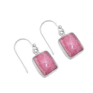 Pendientes colgantes de plata de ley 925 para mujer, cojín de moda, piedra preciosa de Rodocrosita para regalo de fiesta de boda - Product Image 1