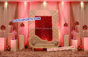 Muebles de Salón para Recepción de Bodas, Taburetes Acolchados de Madera con Cristales, Estilo Moderno, Boda India, Color Personalizado - Product Image 5