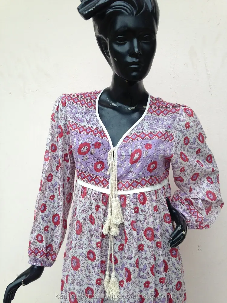 2017 new vintage Maxi Dress với Dân Tộc Cổ Điển in Ấn Độ cotton in Dresses cho cô gái womens & mặc mùa hè 2017