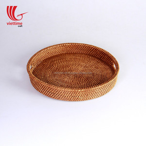 Ronda de color miel de mimbre bandeja/Natural de mimbre, cesta de mimbre, - Product Image 1