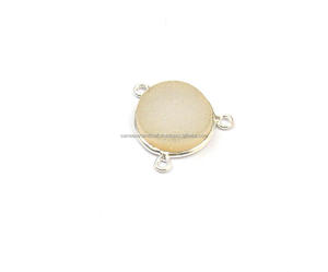 Three Bail Opal Druzy Gemstone Bisel Hecho a mano Plata de ley Conector de joyería chapado en oro y plata - Product Image 2