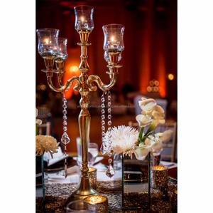 เชิงเทียนอะลูมิเนียม + เหล็ก5แขนสีทองด้านเป็นมิตรกับสิ่งแวดล้อมหรูหราไม่ซ้ำใครสำหรับงานแต่งงานงานปาร์ตี้ - Product Image 3