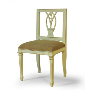 Silla de comedor Gustavian antigua de caoba maciza Muebles para el hogar pintados en blanco Estilo de madera maciza - Product Image 1