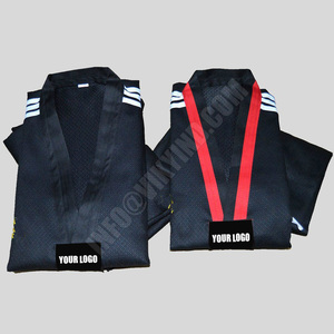 Uniforme de Taekwondo trasero LOGO PERSONALIZADO Dobok Uniforme de Tae Kwon Do de manga larga Entrenadores de Taekwondo profesionales Ropa de rayas negras - Product Image 2