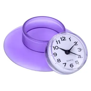 Mini horloge murale étanche en plastique avec ventouse, fonctionne à piles, pour décoration de salle de bain, vente en gros