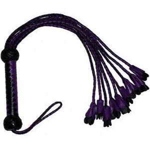 Flogger de Cuero Negro y Morado con Punta de Flor |   Fusta para Caballos - Product Image 1