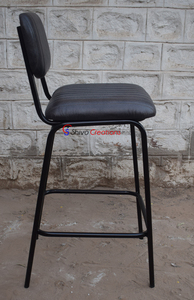 Chaise de bar industrielle vintage en fer et cuir pour hôtels cafés ateliers cuisines salons entrées disponibles en gros - Product Image 4