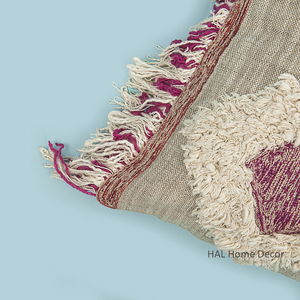 Boho Style <b>Tufted</b> Cotton Throw Pillow Embroidered <b>Cushion</b> Cover Lumbar Support Bulk Home Hotel Featuring Applique Technique - Product Image 5