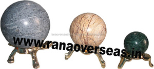 Bolas de piedra de colores con 3 patas, soportes de latón para decoración de sala de estar y dormitorio - Product Image 2