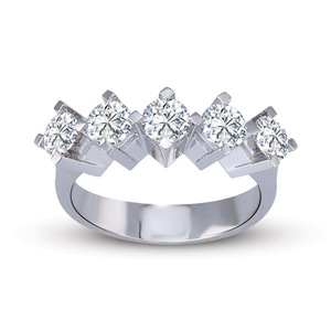 Anillo de Fiesta con Cinco Diamantes Redondos Reales de 1/2 TCW para Mujer, Oro Blanco de 14K |   Elegante Anillo de Boda de Aniversario para Mujer, Regalo - Product Image 1