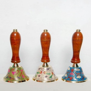 <b>Brass</b> Metal Bell With Wood Handle Luxury Wholesale Fancy Classical Bell for Indoor Outdoor Decor Bell for Wholesale Suppliers - Product Image 1