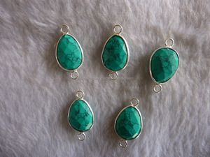 Lunette de connecteur de pierres précieuses turquoise pour la fabrication de bijoux à bricoler soi-même en argent sterling avec placage à l'or pour la mode féminine - Product Image 2