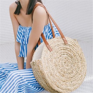 2019 Wholesale Eco-friendly Customizable Water Hyacinth Woven <b>Straw</b> Beach <b>Handbag</b> Open Closure Half Moon Shape - Product Image 6