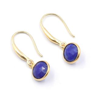 Boucles d'oreilles en argent Lapis-Lazuli, 10 pièces, 25 à 26 MM, forme ronde, plaqué or - Product Image 1